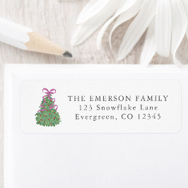 Cute Bow Christmas Tree Return Address label