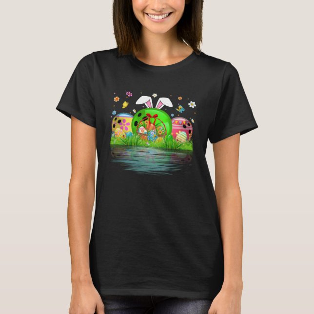 Cute Bowling Ball Egg & Bunny Ears Happy Easter Da T-Shirt (Vorderseite)