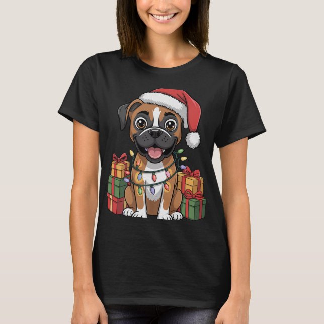 Cute Boxer Christmas Xmas Design Funny Dog Lover H T-Shirt (Vorderseite)