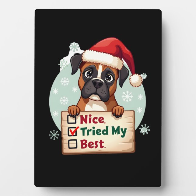 Cute Boxer dog Dog Christmas Nice Tried my Best  ( Fotoplatte (Vorderseite)