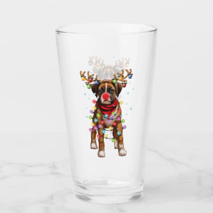 Cute Boxer Dog Funny Christmas Holiday Gifts Glas