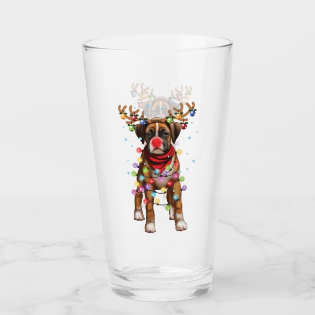 Cute Boxer Dog Funny Christmas Holiday Gifts Glas (Vorderseite)