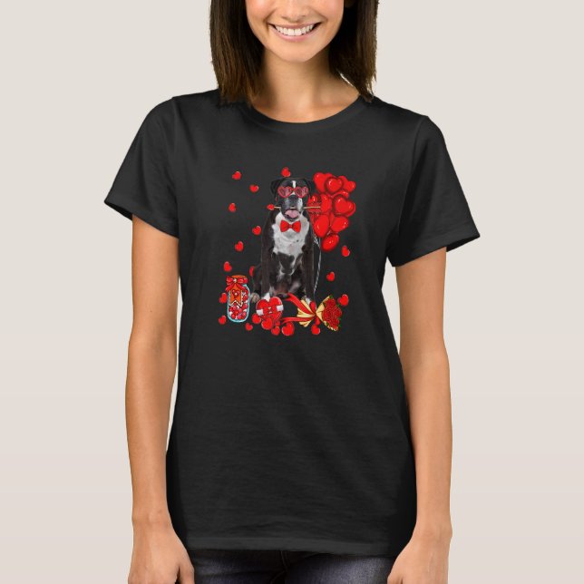 Cute Boxer Dog Funny Heart Valentine's Day Dog Mom T-Shirt (Vorderseite)