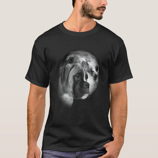 cute Boxer Dog with Moon Boxer Dog   T-Shirt (Vorderseite)
