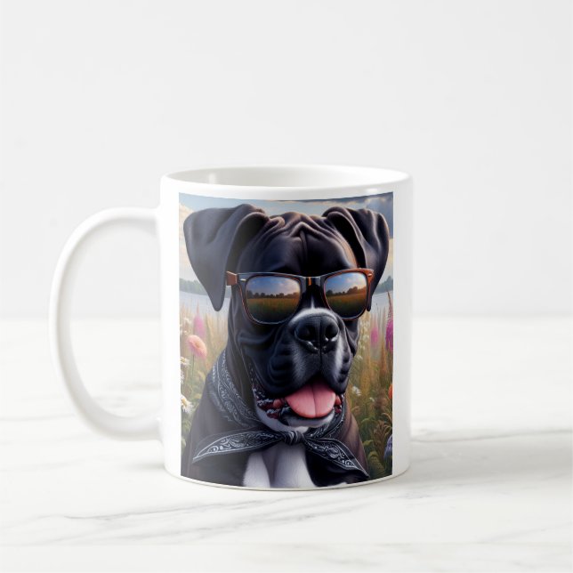 Cute Boxer Dog with Shades Kaffeetasse (Links)