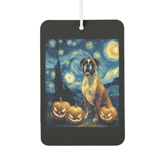 Cute Boxer Halloween Jack O Lantern Pumpkin Face S Autolufterfrischer (Vorderseite)