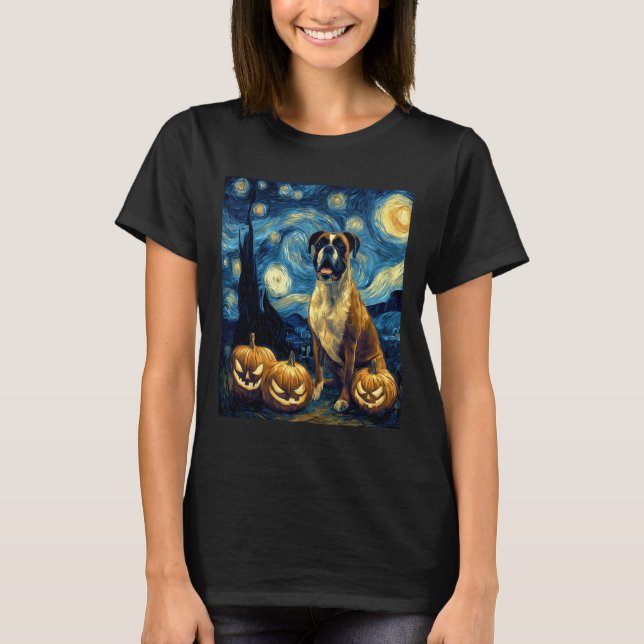 Cute Boxer Halloween Jack O Lantern Pumpkin Face S T-Shirt (Vorderseite)