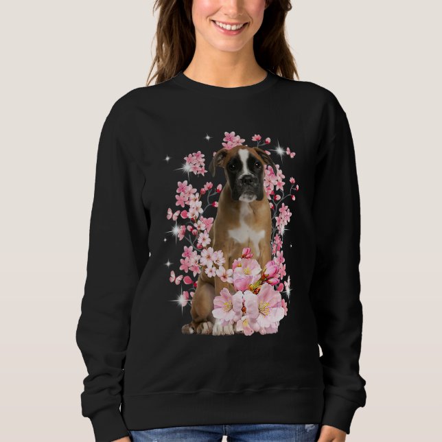Cute Boxer Mom Flower Happy Mother s Day Love Dog Sweatshirt (Vorderseite)