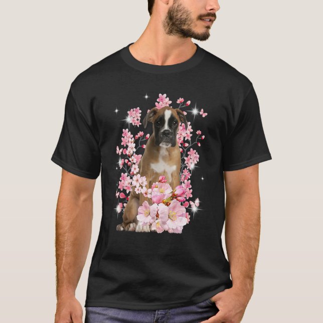 Cute Boxer Mom Flower Happy Mother s Day Love Dog T-Shirt (Vorderseite)