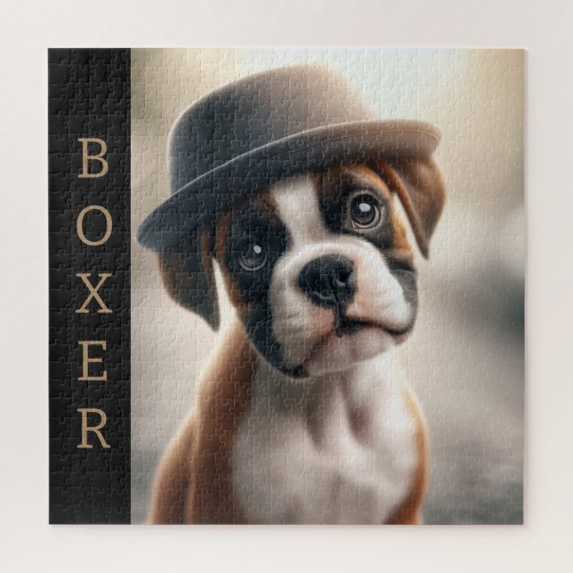Cute Boxer Puppy – Stylish Dog Art Puzzle (Vertikal)