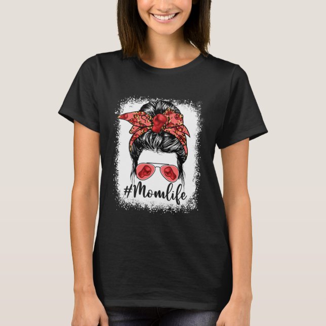 Cute Boxing Mom Life Messy Bun Game Day Mother s D T-Shirt (Vorderseite)