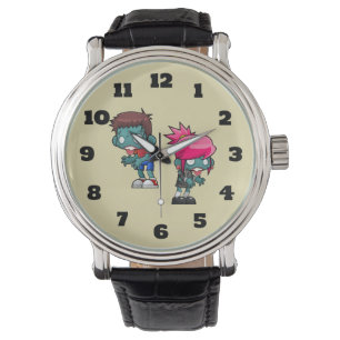 Cute Boy and Girl Zombie Illustration Armbanduhr