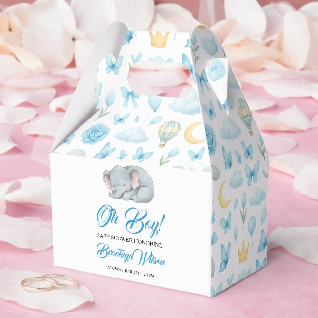 Cute Boy’s Elephant Watercolor Baby Shower Geschenkschachtel (Hochzeit)