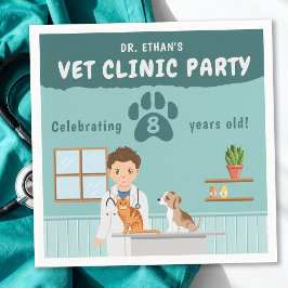 Cute Boy Veterinarian Vet Animal Clinic Birthday Serviette