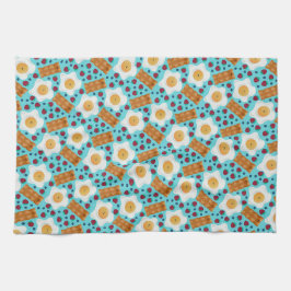 Cute Breakfast Pattern Playful Egg and Bacon Geschirrtuch