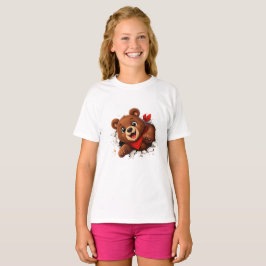 Cute Breakthrough Bear – Funny Front & Back  T-Shirt