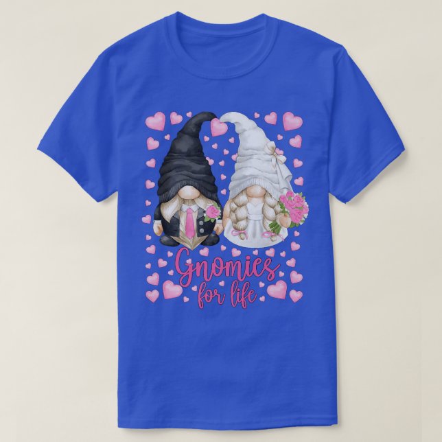 Cute Bride And Groom Gnomies for Life For Bachelor T-Shirt (Design vorne)