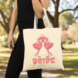 Cute Bride Pink Flamingo Wedding Tropical Beach  Tragetasche