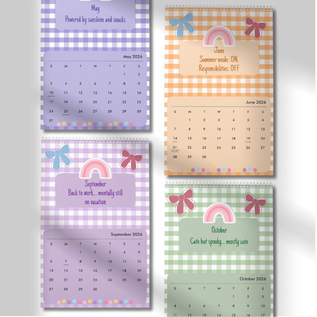 Cute Bright Ribbon & Flower Quote Calendar 2026 Kalender (Von Creator hochgeladen)