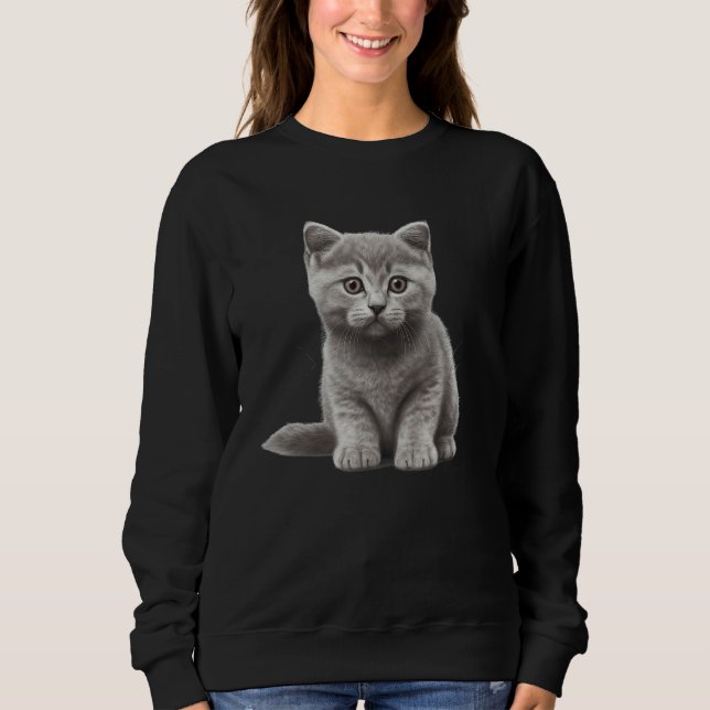 Cute British Shorthair Cat  Kitten Sweatshirt (Vorderseite)