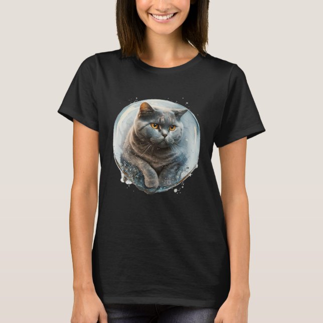 Cute British Shorthair Cat with space T-Shirt (Vorderseite)