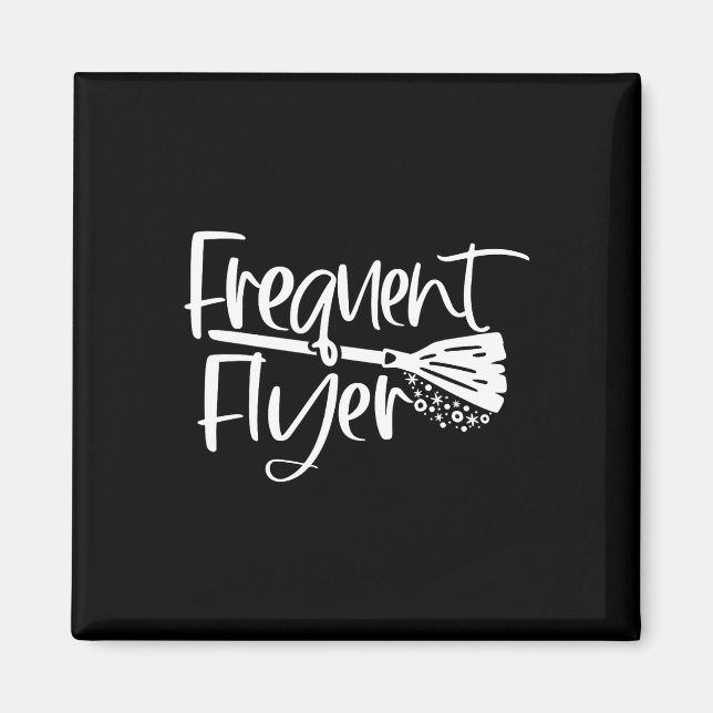 Cute Broomstick Fretent Flyer Witch Halloween Magnet (Vorne)