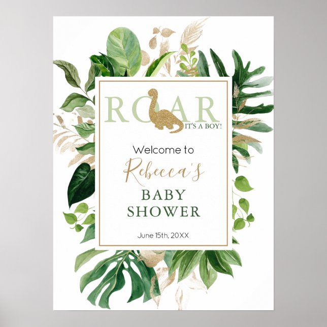 Cute Brotosaurs Dinosaur Baby Shower Welcome  Poster (Vorne)