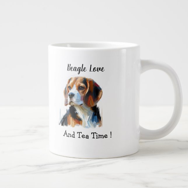 Cute Brown beagle Personalize Jumbo-Tasse (Rechts)