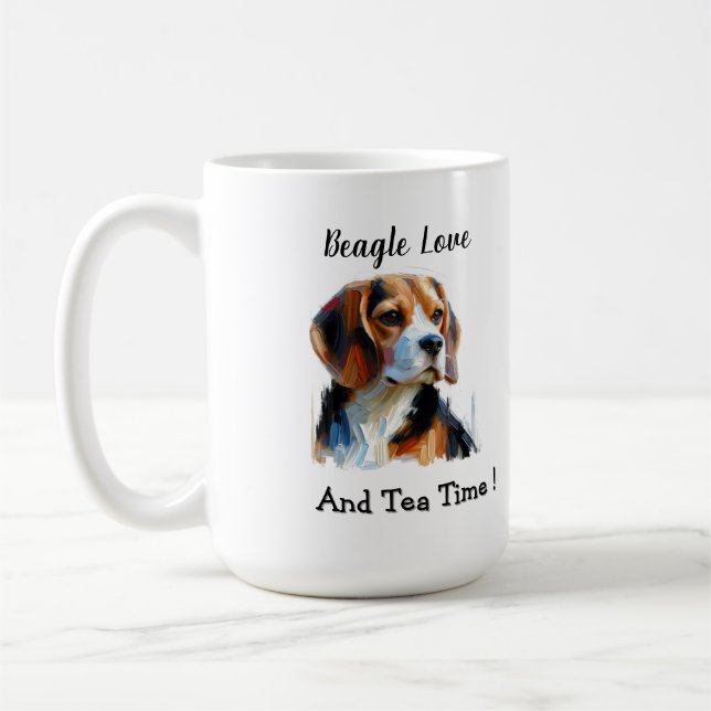 Cute Brown beagle Personalize Kaffeetasse (Links)