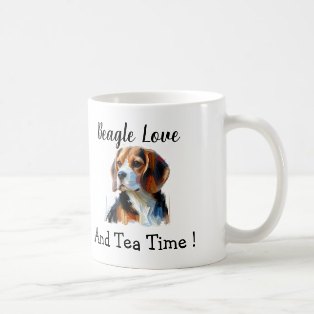 Cute Brown beagle Personalize Kaffeetasse (Rechts)