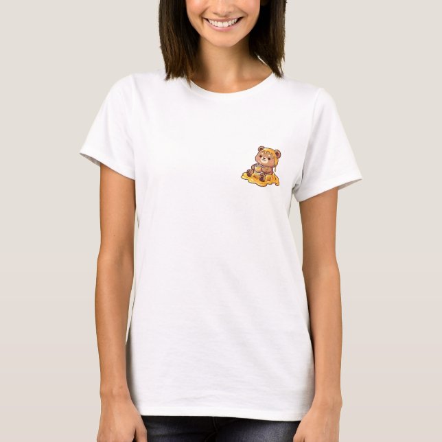 Cute Brown Bear Covered in Dripping Honey T-Shirt (Vorderseite)