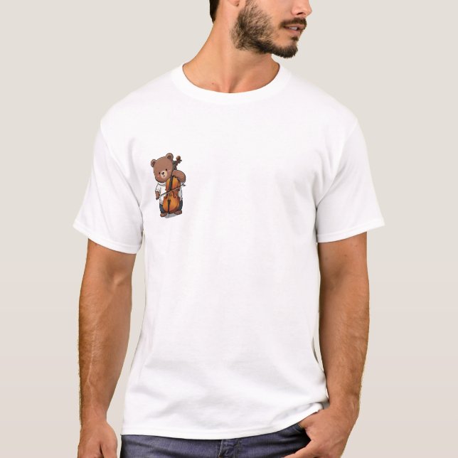 Cute Brown Bear Playing Cello Musical T-Shirt (Vorderseite)