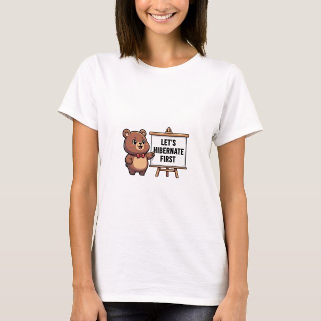 Cute Brown Bear with Red Bowtie T-Shirt (Vorderseite)