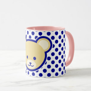 Cute Brown Beige Blue Teddy Bear Cartoon Art Tasse