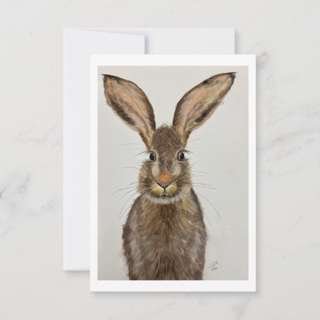 Cute Brown Bunny Note card - Original artwork Einladung (Vorderseite)
