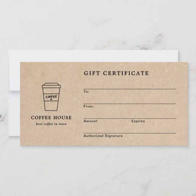 Cute Brown Coffee Shop Gift Certificate (Vorderseite)