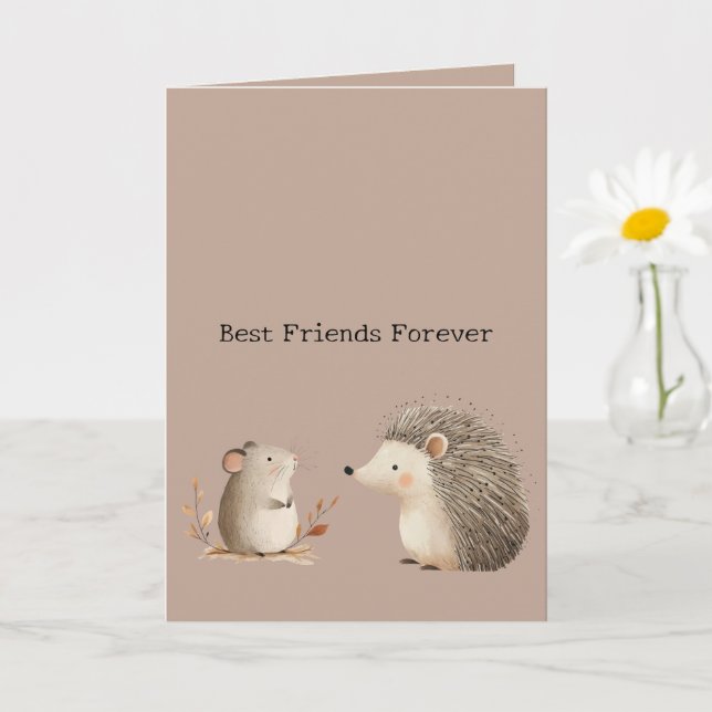 Cute Brown Cream Hedgehog Mouse Appreciation Karte (Kleine Pflanze)