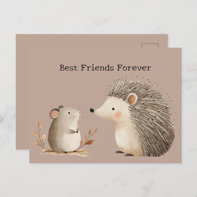 Cute Brown Cream Hedgehog Mouse Postkarte (Vorne/Hinten)