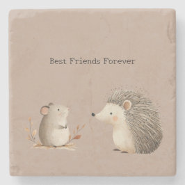 Cute Brown Cream Hedgehog Mouse Steinuntersetzer
