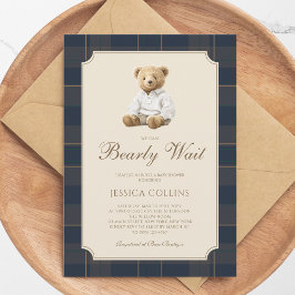 Cute Brown Cub We Can Bearly Wait Baby Shower Einladung