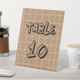 Cute Brown Gingham Table Numbers Sockelschild