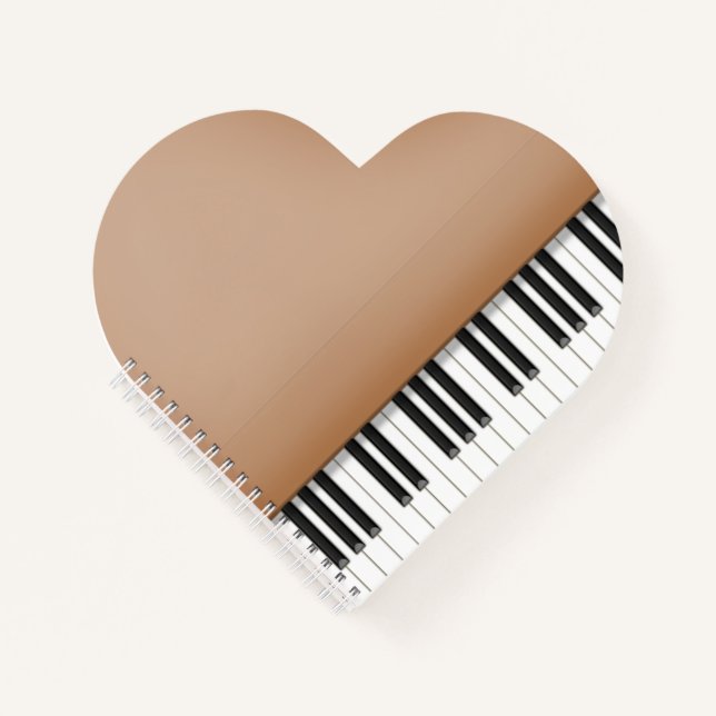 Cute Brown Grand Piano Heart Shaped Notizbuch (Vorderseite)