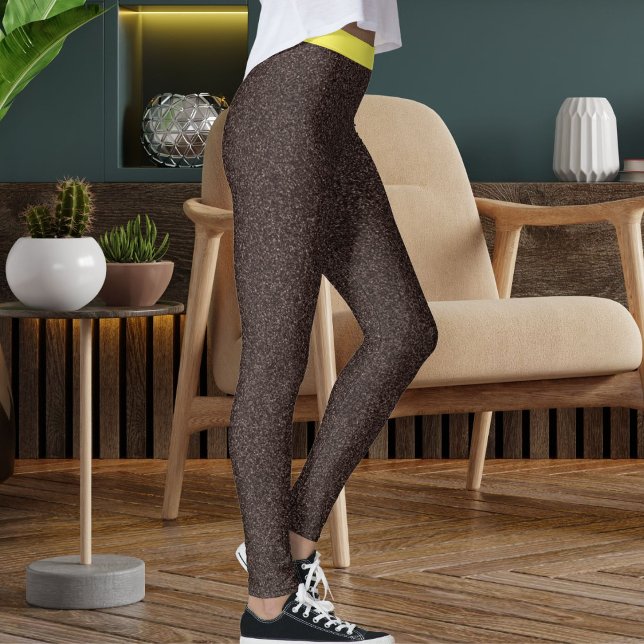 Cute Brown Yellow Sparkle Glitter Pattern Stripes Leggings (Von Creator hochgeladen)