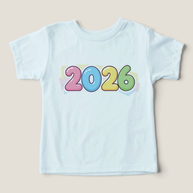 Cute Bubble 2026 Typography – Candy Gloss Pastel  (Design Vorderseite)