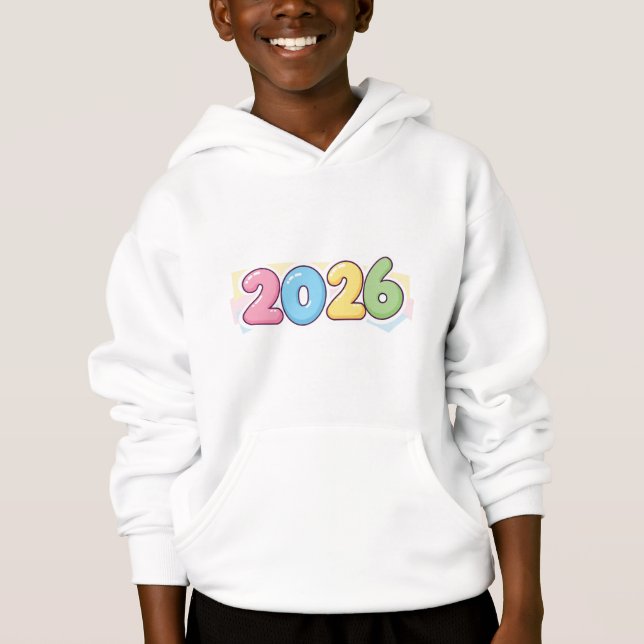 Cute Bubble 2026 Typography – Candy Gloss Pastel  Hoodie (Vorderseite)