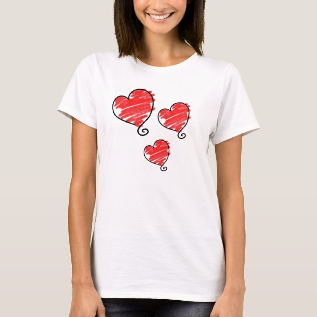 Cute Bubble Red Heart T-Shirt (Vorderseite)