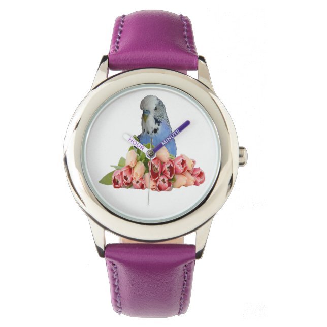 Cute Budgies Design Armbanduhr (Vorderseite)