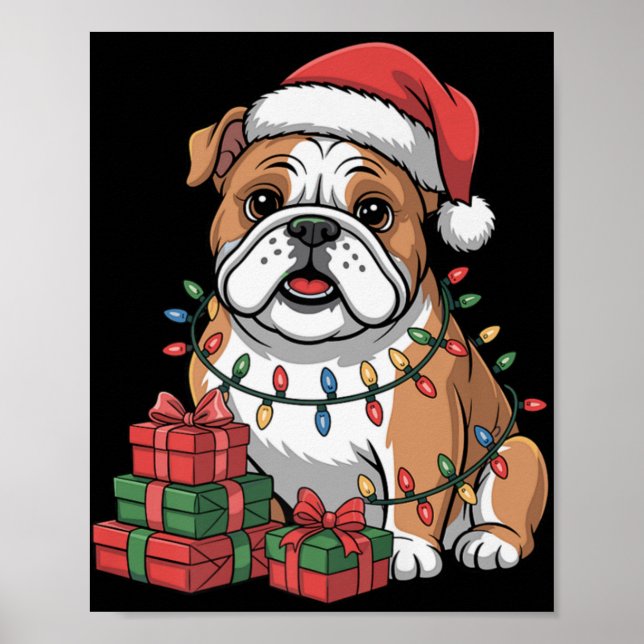 Cute Bulldog Christmas Xmas Design Funny Dog Lover Poster (Vorne)