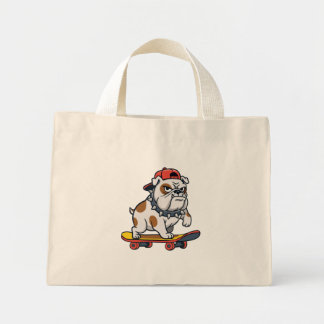 Cute Bulldog Skater and Cat Astronaut Two-Sided To Mini Stoffbeutel