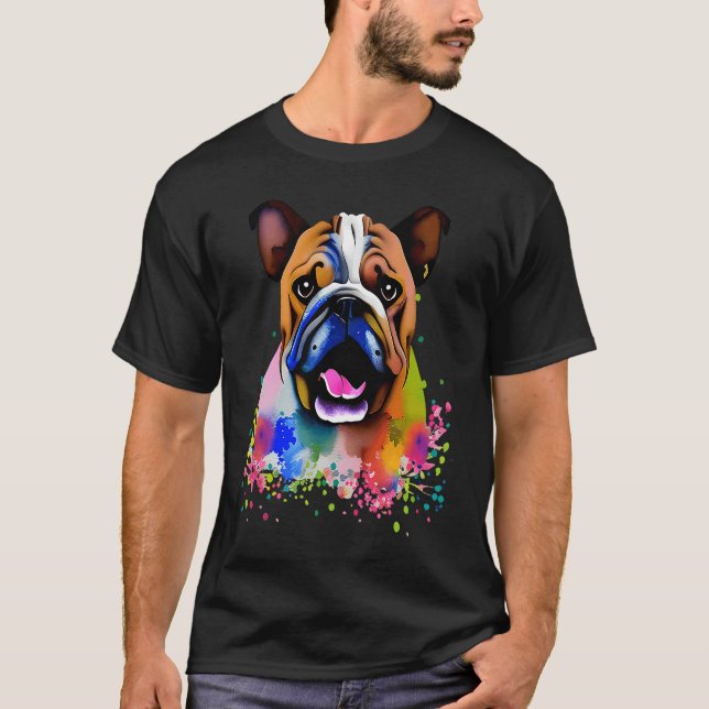 Cute Bulldog Watercolour for bulldog lovers, Men W T-Shirt (Vorderseite)